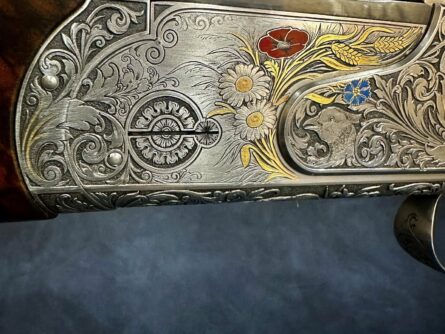 K-80 12 GA SIDEPLATE 34" PARCOUR 15" LOP ENGRAVER: H FRUHAUF